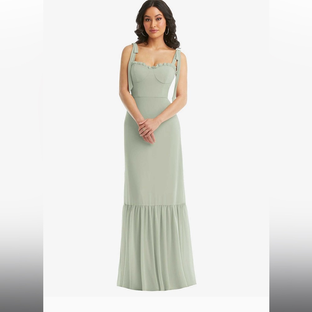 After Six NWT Sage Green Flirty shoulder toe dress size 00 with flared detail